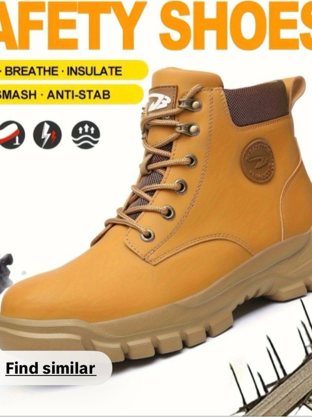 Durable Tan Work Boots with Padded Collar